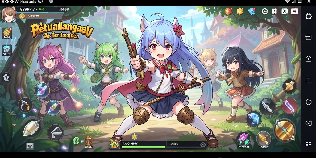 Tampilan dinamis dari gameplay 888FW yang penuh warna dan karakter ikonik.