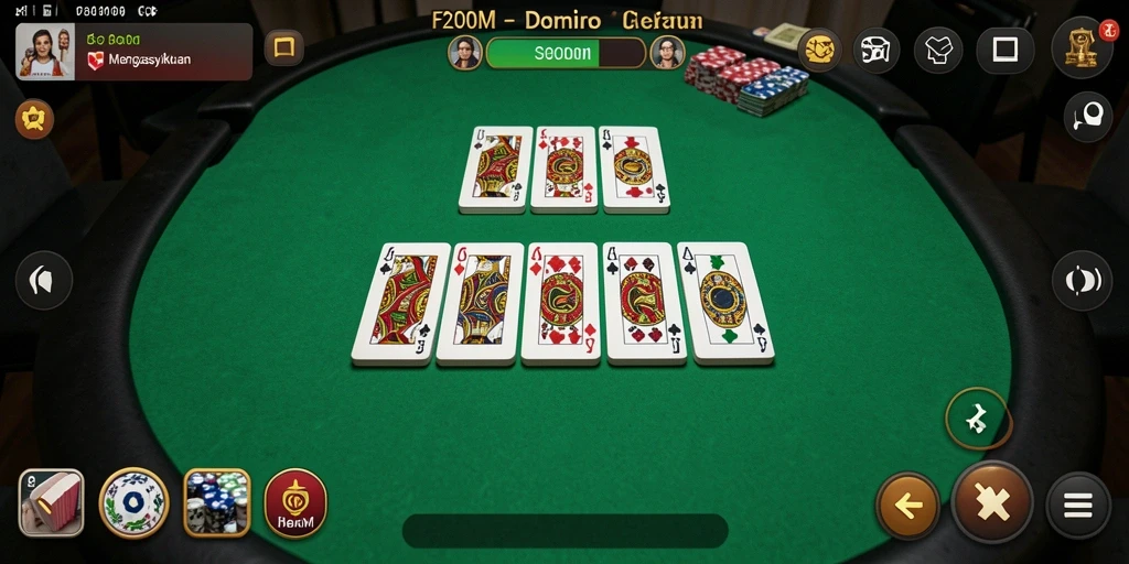 Screenshot gameplay F200M menampilkan permainan Domino yang seru dan interaktif.