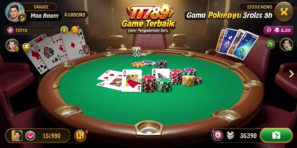 Gameplay poker seru di aplikasi TT789 dengan teman-teman.