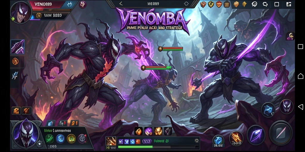 Tangkapan layar utama VENOM889 menampilkan aksi seru permainan MOBA.